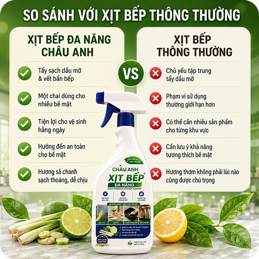 So sánh xịt bếp đa năng CHÂU ANH với xịt bếp thông thường